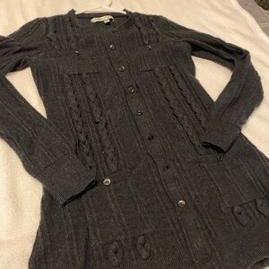 100% Wool Black Cable Knit Cardigan